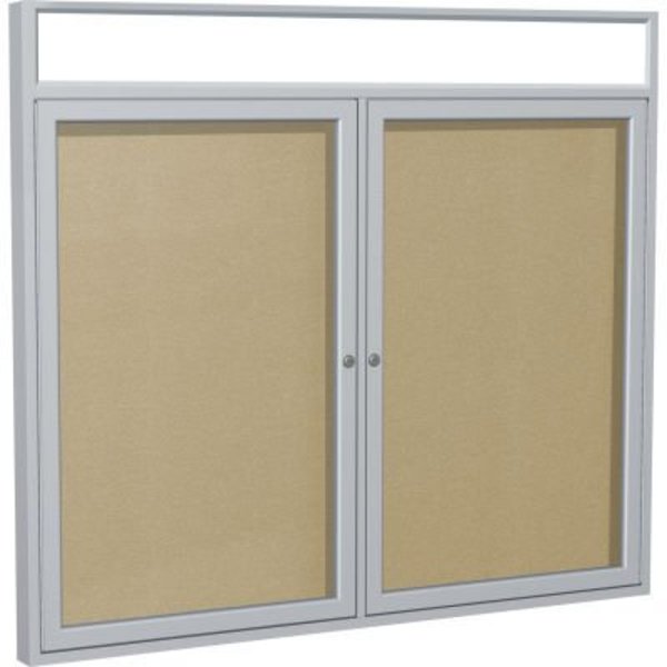 Ghent Ghent Enclosed Vinyl Bulletin Board - Outdoor - Illuminated Header - Caramel - 3' x 4' PAVX5-181